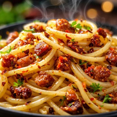 Image of Crushed Red Pepper and Pancetta Pasta