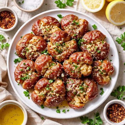 Image of Crushed Red Potatoes with Garlic