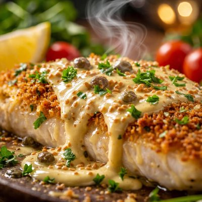 Image of Crusted Fish with Wine Mustard Sauce