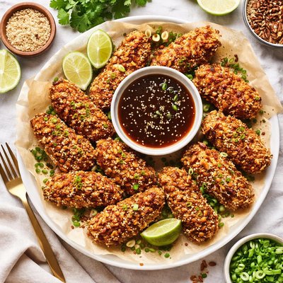 Image of Crusted Pecan Chicken with Teriyaki Dipping Sauce