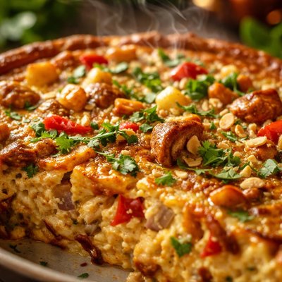 Image of Crustless Gluten Free Thai Massman Curry Quiche