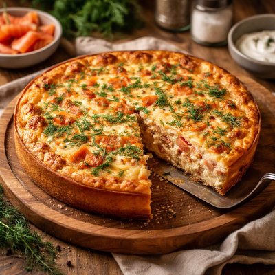 Image of Crustless Smoked Salmon Quiche with Dill