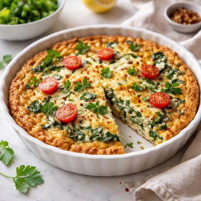 Image of Crustless Spinach and Cheese Quiche
