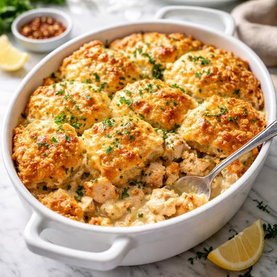 Image of Crusty Chicken Casserole with Cheese Batter