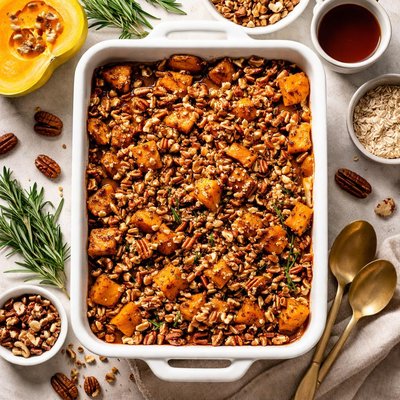 Image of Crusty Pecan Maple Syrup Butternut Squash Casserole