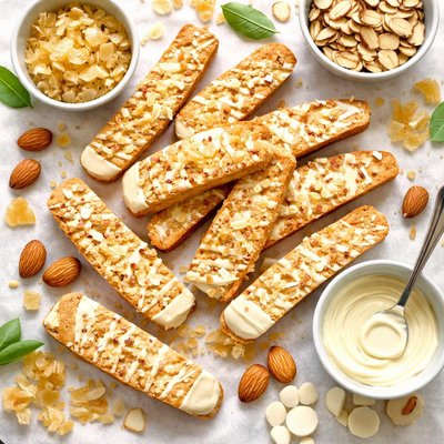 Image of Crystallized Ginger Biscotti with Almonds and White Chocolate