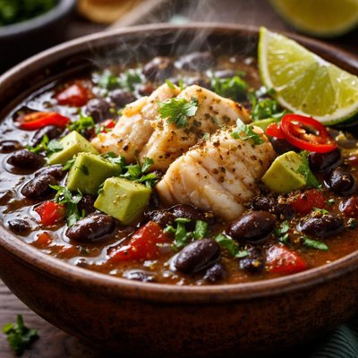 Image of Cuban Black Bean Soup with Cod Crock Pot