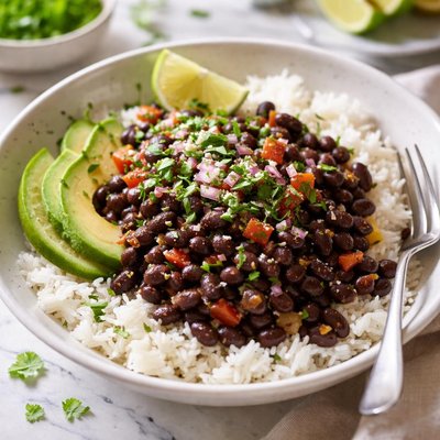 Image of Cuban Black Beans Over Rice