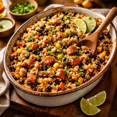 Image of Cuban Ham Rice and Black Bean Casserole