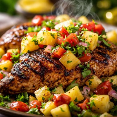 Image of Cuban Style Chicken with Fresh Pineapple Salsa