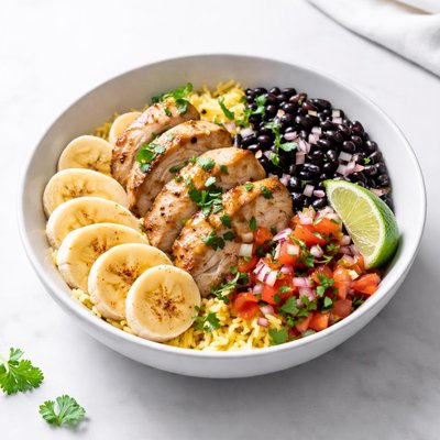 Image of Cubano Chicken Rice Bowls with Bananas