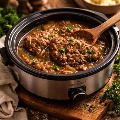 Image of Cube Steak and Gravy Crock Pot