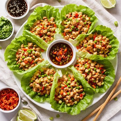 Image of Cubed Chicken in Lettuce Leaves Yang Chow Chicken Soong
