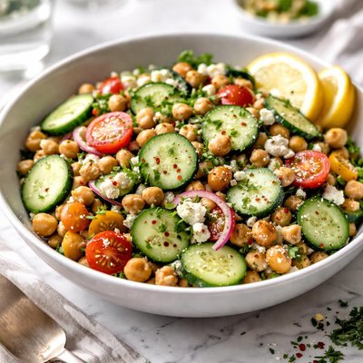 Image of Cucumber and Garbanzo Bean Salad