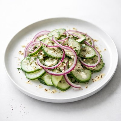 Image of Cucumber and Onion Salad with Yogurt Cumin Vinaigrette