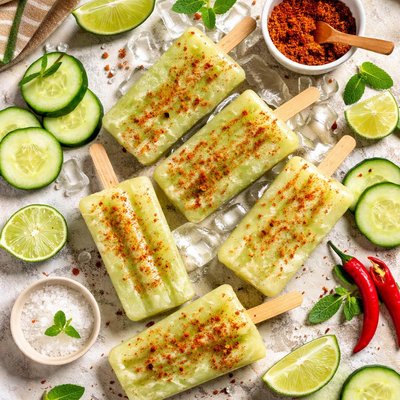 Image of Cucumber Chili Paletas Popsicles