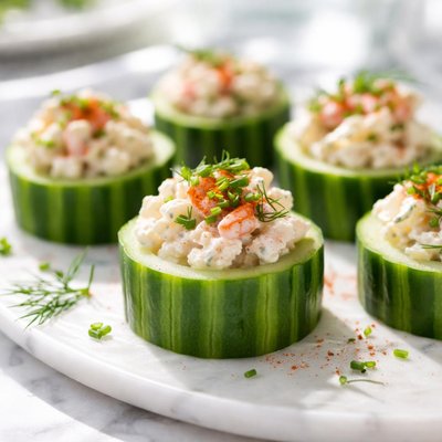 Image of Cucumber Cups Filled with Crab Appetizer
