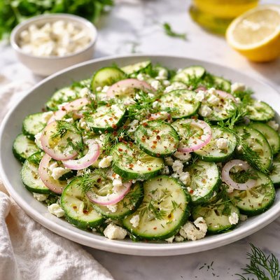 Image of Cucumber Dill Salad with Feta Cheese