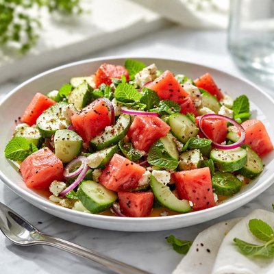 Image of Cucumber N Watermelon Salad a Summer Delight