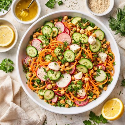 Image of Cucumber Radish Carrot Cheese Salad