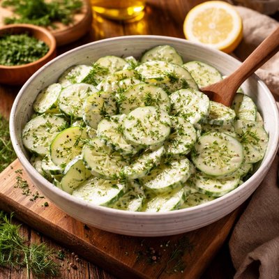 Image of Cucumber Salad with a Creamy Dill Dressing