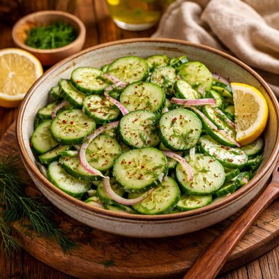 Image of Cucumber Salad with Lemon Dill Dressing