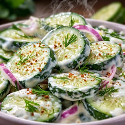 Image of Vegan Cucumber Salad with Sour Cream