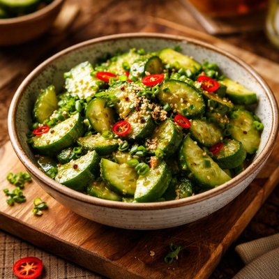 Image of Cucumber Salad with Spicy Wasabi Dressing