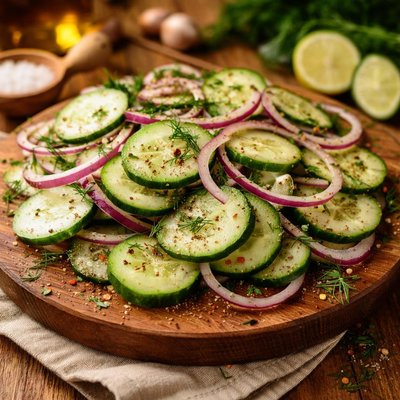 Image of Cucumber Slices with Onions