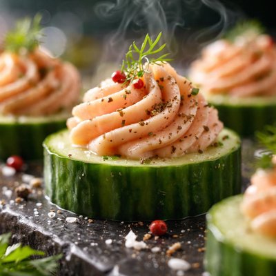 Image of Cucumber Slices with Salmon Mousse