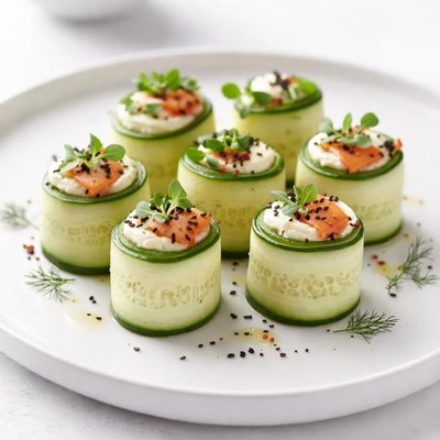 Image of Cucumber Smoked Salmon Rolls Low Carb