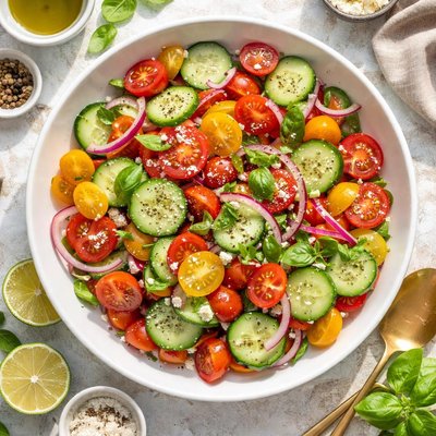 Image of Cucumber Tomato and Red Onion Salad