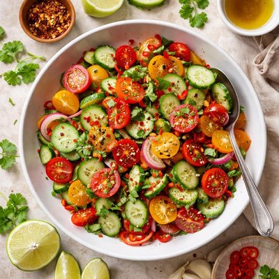 Image of Cucumber Tomato Salad with Heat