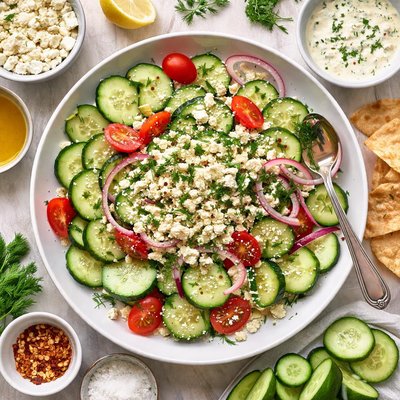 Image of Cucumber with Feta Cheese Dressing