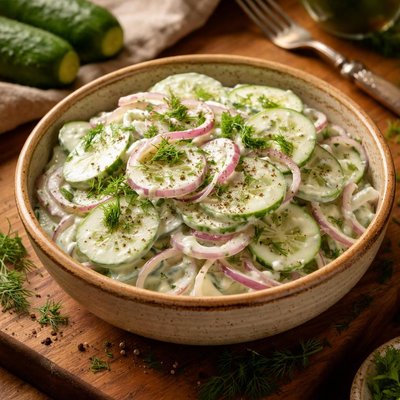 Image of Cucumbers and Onions in Sour Cream