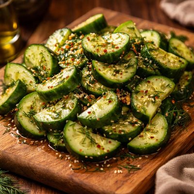 Image of Cucumbers with Easy Dressing