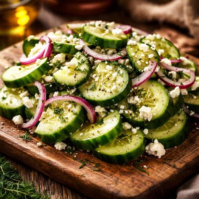 Image of Cucumbers with Onion and Cheese