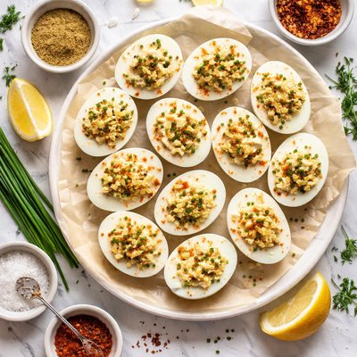 Image of Cumin and Chive Stuffed Eggs