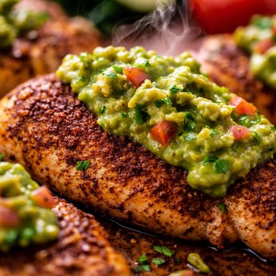 Image of Cumin Dusted Chicken Breasts with Guacamole Sauce