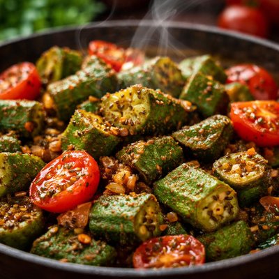 Image of Cumin Spiced Okra and Tomatoes