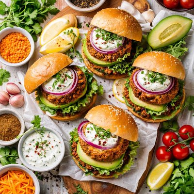 Image of Cumin Spiced Red Lentil Burgers