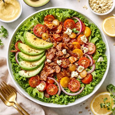 Image of Curly Leaf Lettuce Avocado and Bacon Salad