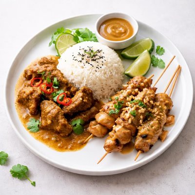 Image of Curried Beef and Chicken Satay