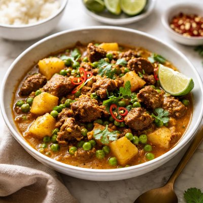 Image of Curried Beef with Potatoes and Peas