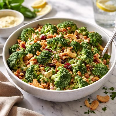 Image of Curried Broccoli Salad with Bacon and Cashews