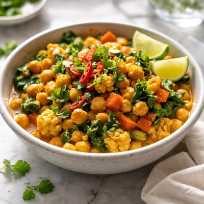 Image of Curried Chick Peas and Mixed Vegetables