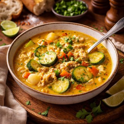 Image of Curried Chicken and Zucchini Soup