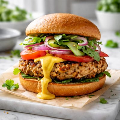 Image of Curried Chicken or Turkey Burger