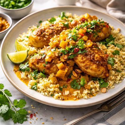 Image of Curried Chicken with Chutney and Couscous