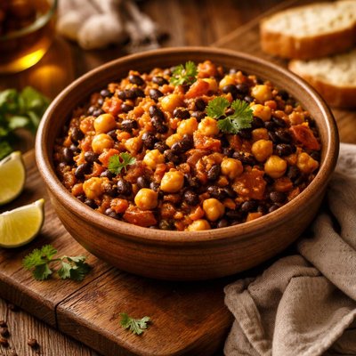 Image of Curried Chickpeas and Black Beans